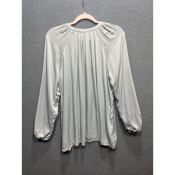 Johnny Was Calme Gray Double Tassel Tonal Embroidered V-Neck Tunic Women Size XL - Picture 6 of 14